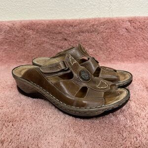Josef Seibel Leather Slide Heeled Sandals Women’s Size 7.5 (EU 38)